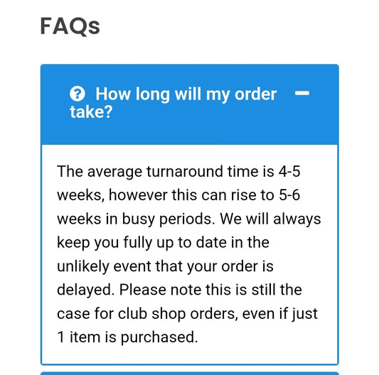 Advised delivery times